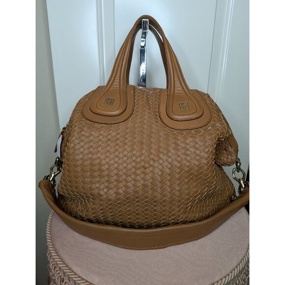 Givenchy Nightingale Braided Leather Handbag Brown Woven Authentic Bag - Picture 1 of 11